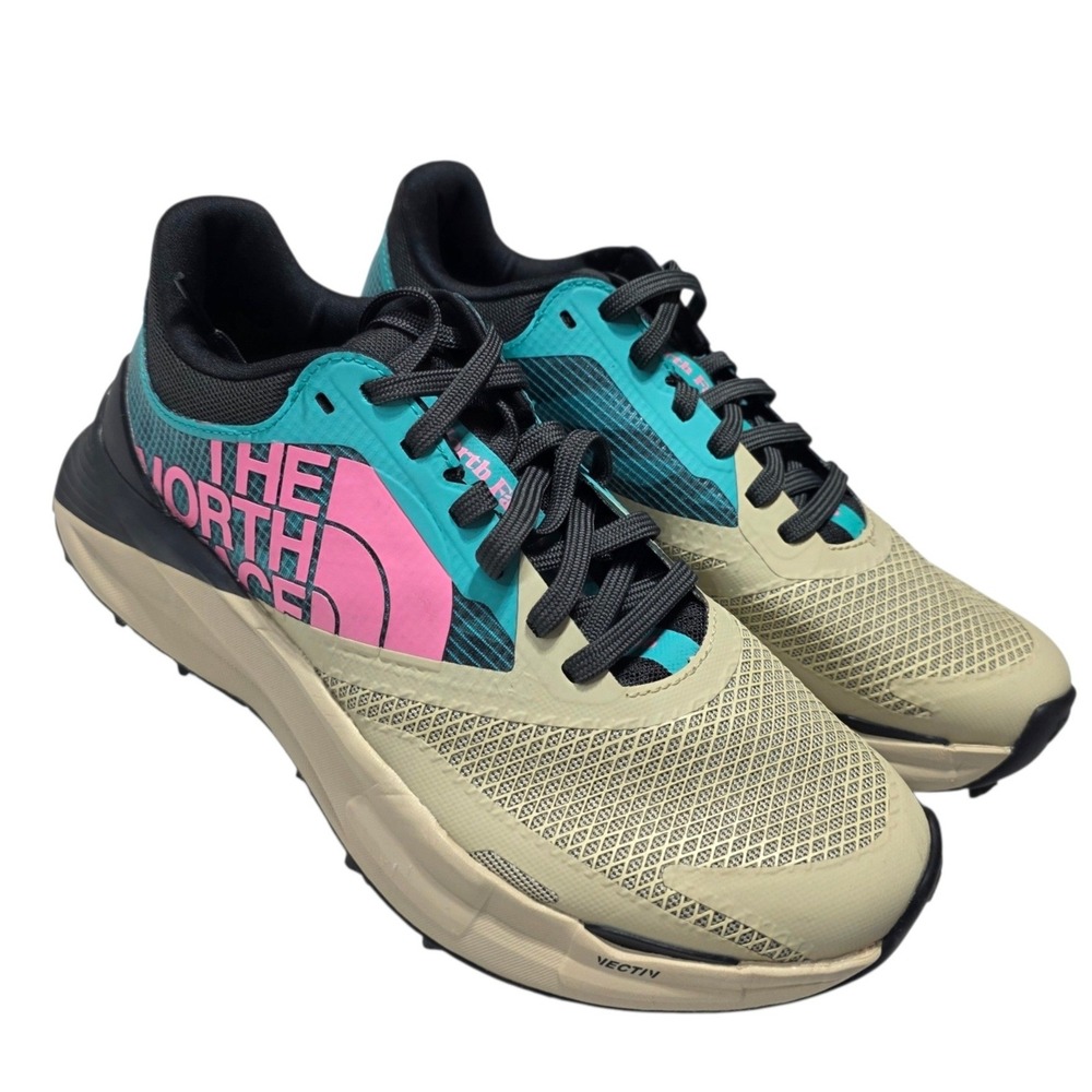The North Face VECTIV Enduris 3 Women 7.5 Tan Teal Pink Trail Running Shoes